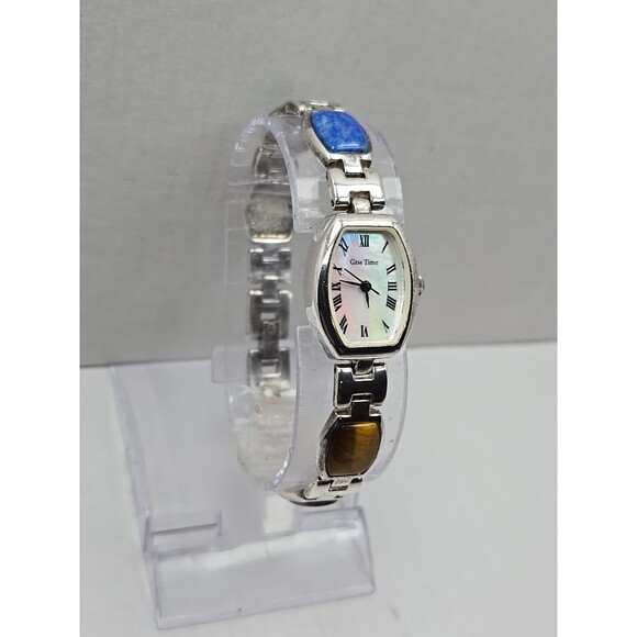 Gem Time Sterling Silver Quartz Gemstone Bracelet Watch Lapis New Battery 925 - Picture 3 of 11